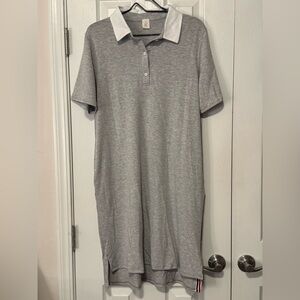Like Love NWOT Heather Gray Short Sleeve Polo Midi Dress with White Collar